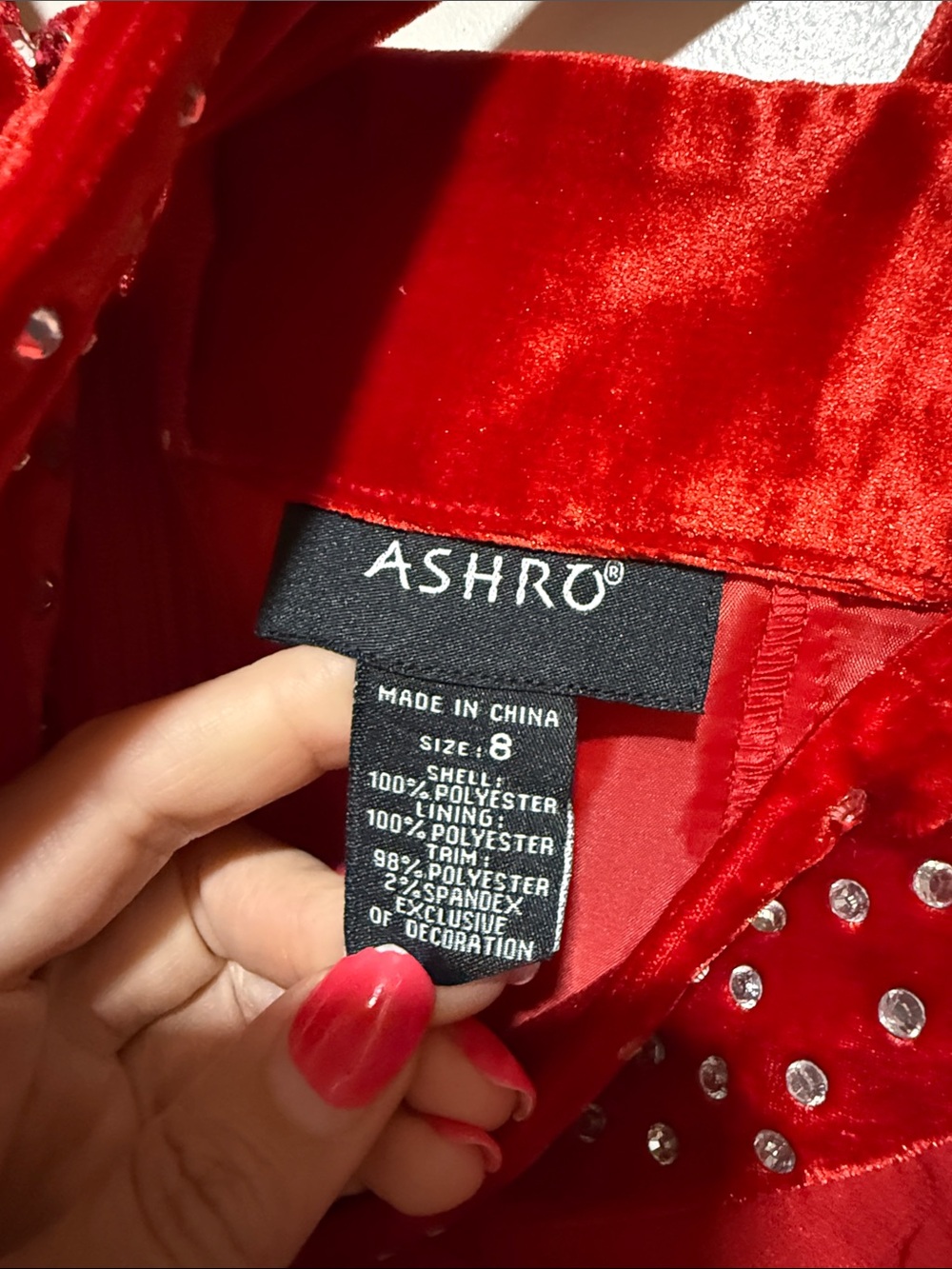 Ashro Red Crystal Embellished Maxi Dress Gown NWOT - Picture 5 of 6